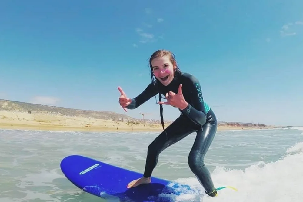 Taghazout Surf Day Lesson with Coach + Board + Lunch Box in Agadir, Morocco