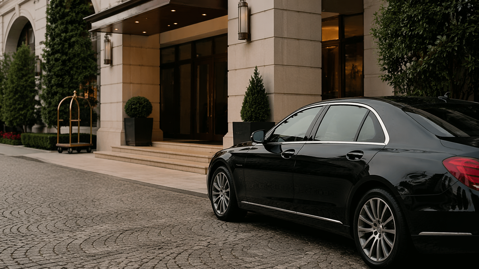 Private driver waiting near hotel entrance